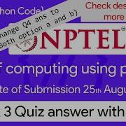 NPTEL The Joy Of Computing Using Python Week 3 Quiz Assignment Answers With Proof Of Each Answer