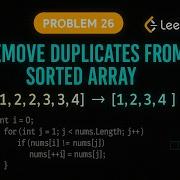 LeetCode 26 Remove Duplicates From Sorted Array C Solution Two Pointer Technique