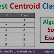 Nearest Centroid Classifier Algorithm Solved Example Similarity Based Classifier By Mahesh Huddar