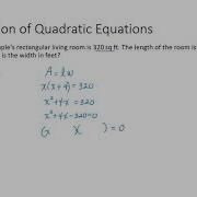 Example Application Of Quadratic Equations Area Of Rectangle