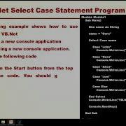 Select Case Statement VB Dot Net