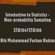 STA104 108 Introduction To Statistics Non Probability Sampling