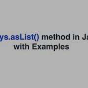 Arrays AsList Method In JAVA