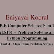 GE8151 Problem Solving Python Programming