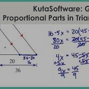 KutaSoftware Geometry Proportional Parts In Triangles And Parallel Lines Part 1