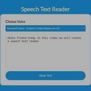How To Create Speech Text Reader Using Html CSS JavaScript