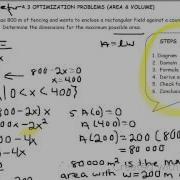 3 3 Optimization Problems Area Volume