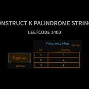 Construct K Palindrome Strings Leetcode 1400 Java