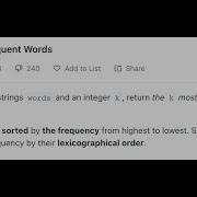 LeetCode 692 Top K Frequent Words Java