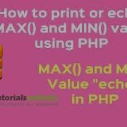Php Tutorial In Php ECHO Mysql MIN And MAX Value In PHP