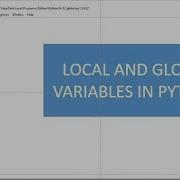 Local And Global Variables In Python