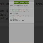 Area Of Triangle In Python Python Programming Area Of Triangle In Python Python Shorts