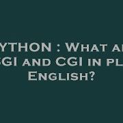 PYTHON What Are WSGI And CGI In Plain English
