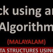Stack Introduction Algorithm For Array Implementation Data Structure Using C Malayalam Tutorial