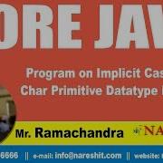 Program On Implicit Casting Of Char Primitive Datatype In Java Java Tutorial By Mr Ramachandra