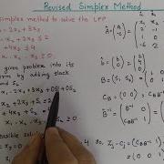Revised Simplex Method Standard Form 1 Linear Programming Problem Operation Research