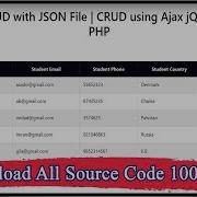 PHP CRUD With JSON File CRUD Using Ajax JQuery And PHP