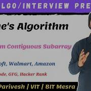 Maximum Subarray Largest Sum Contiguous Subarray Kadane Algorithm LeetCode GFG