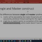 OMP Differences Between Single And Master Construct