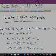 Cholesky Method Example