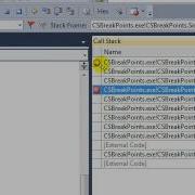 Setting A Breakpoint In The Call Stack Window