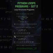 Python Loop Programs Set 2 For While Loop Codewithas 31 Shorts Youtubeshorts Python