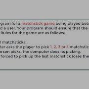 21 Matchstick Game C Program
