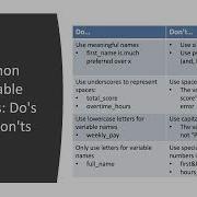 Variable Names And Types
