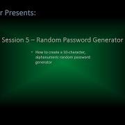 Excel VBA Session 5 Random Password Generator