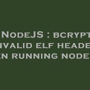 NodeJS Bcrypt Invalid Elf Header When Running Node App
