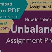 Unbalanced Assignment Problem Hungarian Method Solved Example Solution PDF