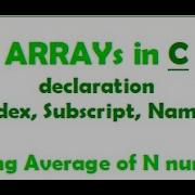 Introduction To Arrays In C Array Declaration Array Index Subscript Using A C Program Example
