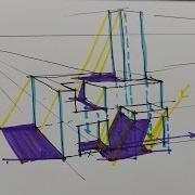 Shadow Casting Of Complex Object With Light Source Parallel To Picture Plane Or Horizon Line