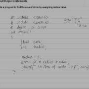 3 5 0 Printf Program Area Of Circle By R