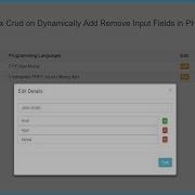 Ajax Crud On Dynamically Add Remove Input Fields In PHP