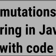 Permutations Of String In Java With Code
