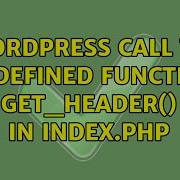 Wordpress Call To Undefined Function Get Header In Index Php 2 Solutions