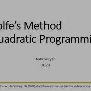 Wolfe S Method Quadratic Programming