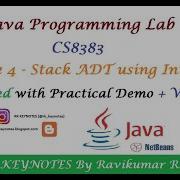 06 Java Lab Ex 4 Stack ADT Using Interface NetBeans IDE CS8383 RK Keynotes RK