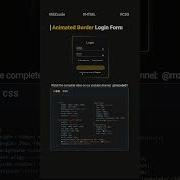 Animated Border Login Form Pure HTML CSS Tutorial Mzcode01 Css Shorts Coding Webdesign