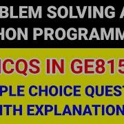 Mcqs In GE8151 Problem Solving And Python Programming MCQs With Explanations WELCOME ENGINEERS
