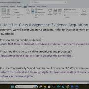 CIS27A Unit 3 Lecture Acquisition Of Evidence