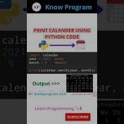 Print Calendar Using Python Code Shorts Python3 Knowprogram