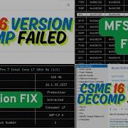 How To Fix CSME 16 Ver Decompose Failed Modular Flash Image Tool V16 Error Fix MFS EFS Region Fix