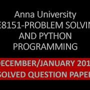 GE8151 PROBLEM SOLVING AND PYTHON PROGRAMMING DecJan2019 Part A 1st Year Part 1