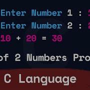 C Program To Find The Sum Of 2 Numbers Add Two Numbers Entered By The User