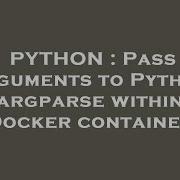 PYTHON Pass Arguments To Python Argparse Within Docker Container