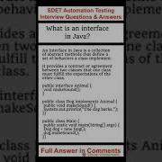 JAVA What Is An Interface In Java SDET Automation Testing Interview Questions Answers