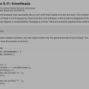 Java Practice It Exercise 5 11 ThreeHeads Method Basics Random For Loop If Statement