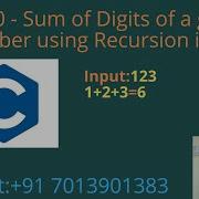 Sum Of Digits Of A Given Number Using Recursion In C Part 30